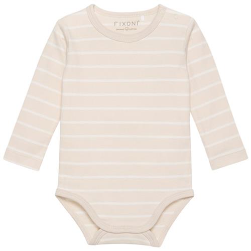 Se Fixoni Stribet Babybody Oatmeal | Beige | 62 cm ved Babyshop