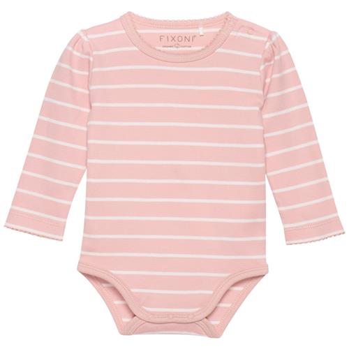 Se Fixoni Stribet Babybody Misty Rose | Lyserød | 68 cm ved Babyshop