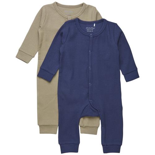 Minymo 2-pak Heldragter Navyblå 80 cm  Marineblå  80 cm  Unisex