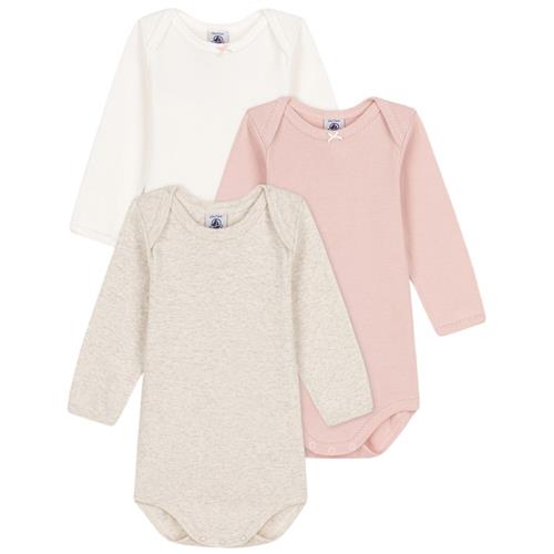 Petit Bateau 3-pak Babybodyer Lyserøde | Beige | 3 months