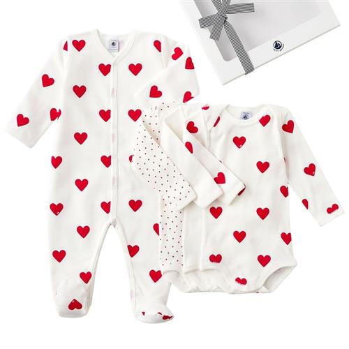 Se Petit Bateau Hjertemønstret Gavesæt Cremefarvet |  | 18 months ved Babyshop