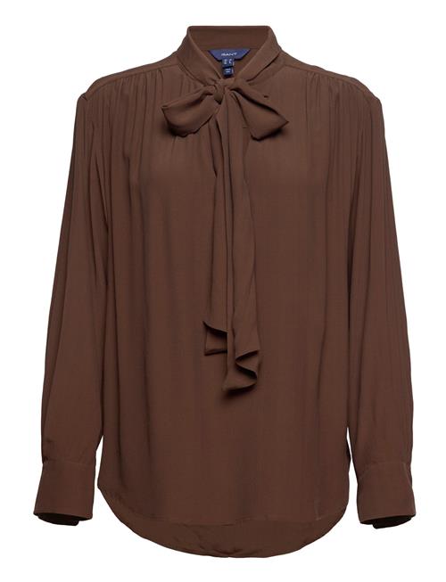 Se GANT D2. Bow Blouse GANT Brown ved Booztlet