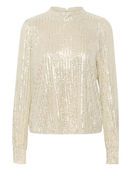 Se Kaffe Kabolette Sequin Blouse Kaffe Cream ved Booztlet