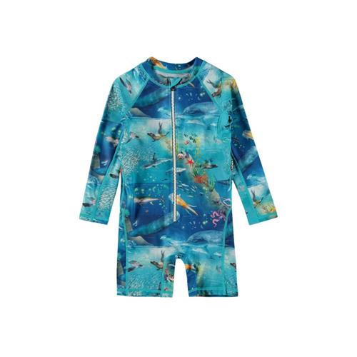 Se Molo Neka UV-dragt Ocean Zones | Blå | 74/80 cm ved Babyshop