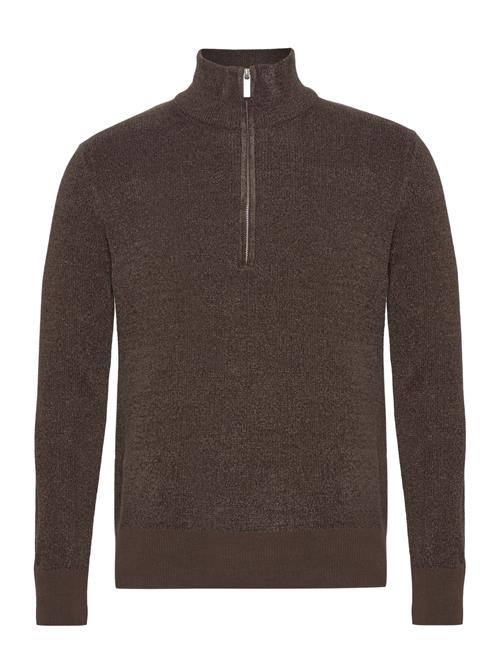 Se Selected Homme Slhrodney Ls High Neck Half Zip Selected Homme Brown ved Booztlet