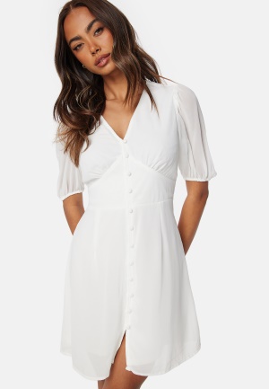 Bubbleroom Occasion Button Front S/S Dress White 34