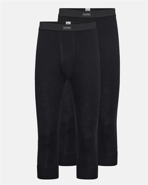 Long johns m. gylp "3/4længde"  2-pak | 100 merino uld | Sort