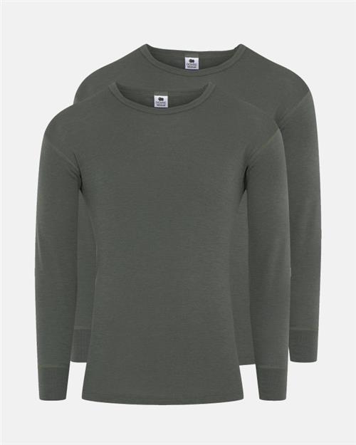 Langærmet t-shirt 2-pak | 100 merino uld | Grøn