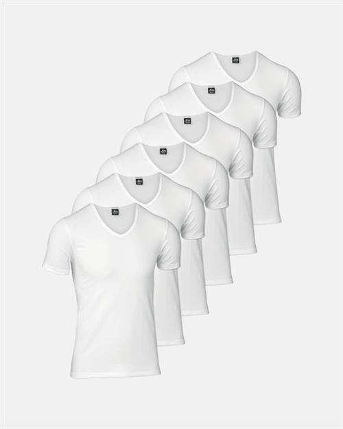 T-shirt "v-neck" 6-pak | Økologisk bomuld | Hvid