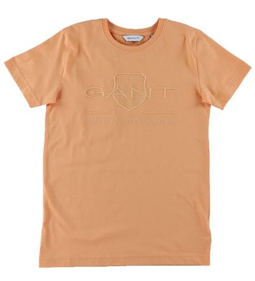 Se GANT GANT T-shirt - Tonal Shield - Coral Apricot ved KidsWorld