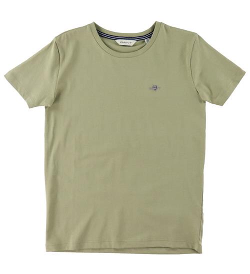 Se GANT GANT T-shirt - Shield - Beige Green ved KidsWorld