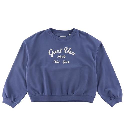 Se GANT GANT Sweatshirt - Oversized Logo - Washed Blue ved KidsWorld