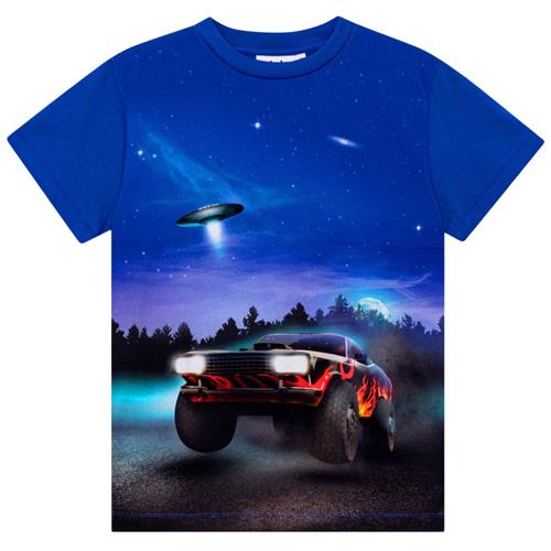 Se Molo GOTS Roxo T-shirt Ufo And Car | Blå | 110 cm ved Babyshop