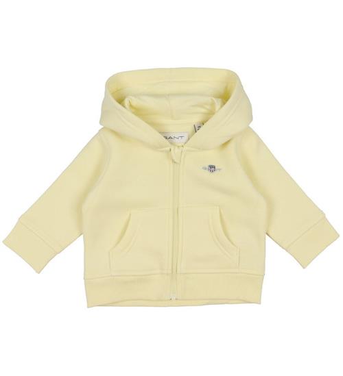 Se GANT GANT Cardigan - Shield Zip - Vanilla Yellow ved KidsWorld