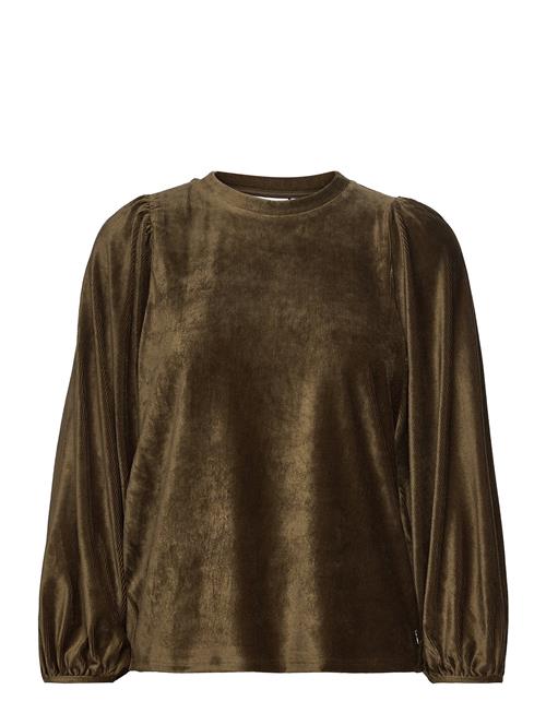 Coster Copenhagen Top With Puff Sleeves In Soft Cordu Coster Copenhagen Green