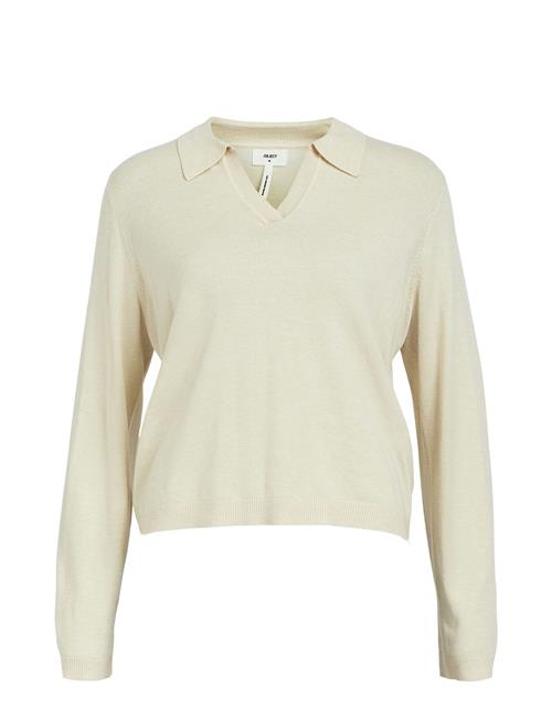 Se Object Objthess L/S V-Neck Knit Polo Noos Object Cream ved Booztlet