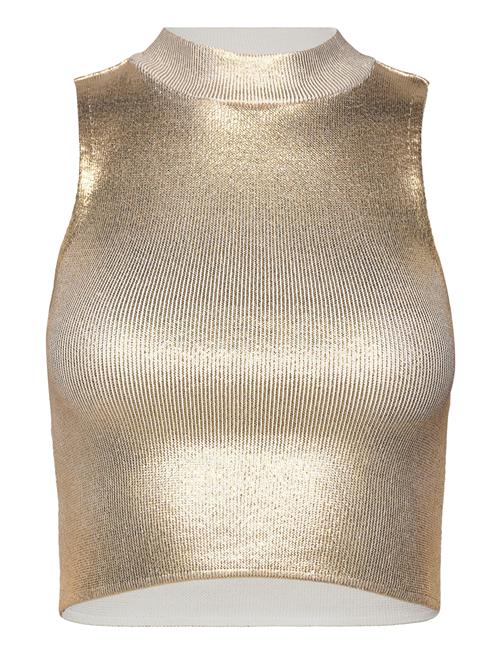 Mango Metallic Knit Top Mango Gold