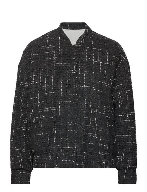 Mango Tweed Bomber Jacket Mango Black