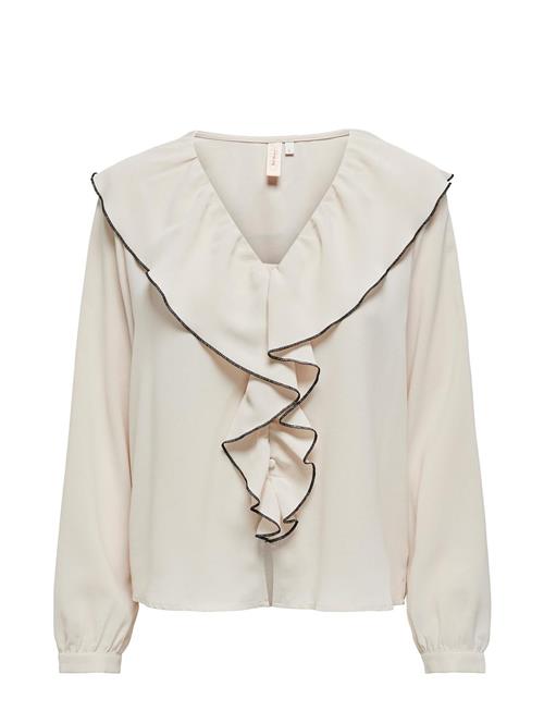 Se ONLY Onllise V-Neck Contrast Frill Shirt Wvn ONLY Cream ved Booztlet