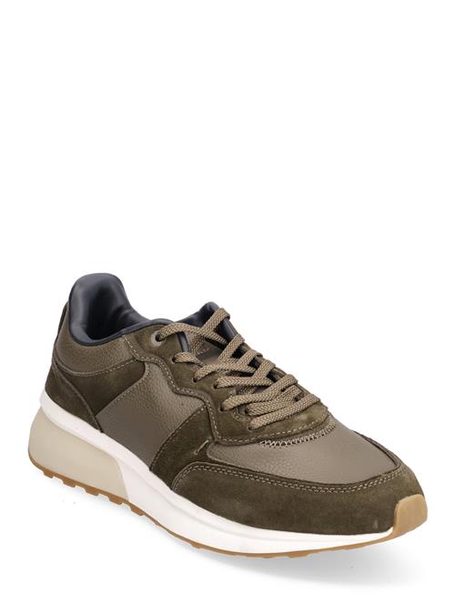 Se Mango Leather Mixed Sneakers Mango Khaki ved Booztlet