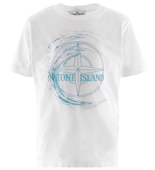 Se Stone Island Stone Island T-shirt - Hvid m. GrÃ¸n ved KidsWorld