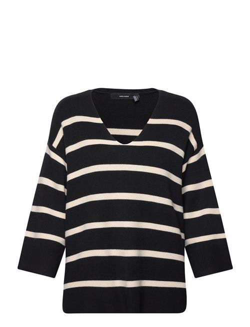 Se Vero Moda Vmsaba 3/4 V-Nck Stripe Pullover Ga Noos Vero Moda Black ved Booztlet