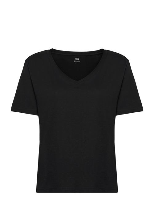 100 Cotton V-Neck T-Shirt Mango Black