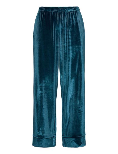 Se Hunkemöller Pant Shiny Velours Piping Hunkemöller Blue ved Booztlet