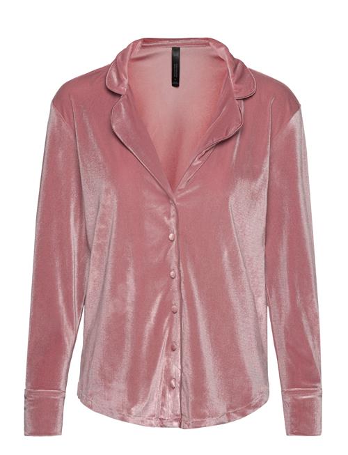 Hunkemöller Jacket Ls Shiny Velours Piping Hunkemöller Pink