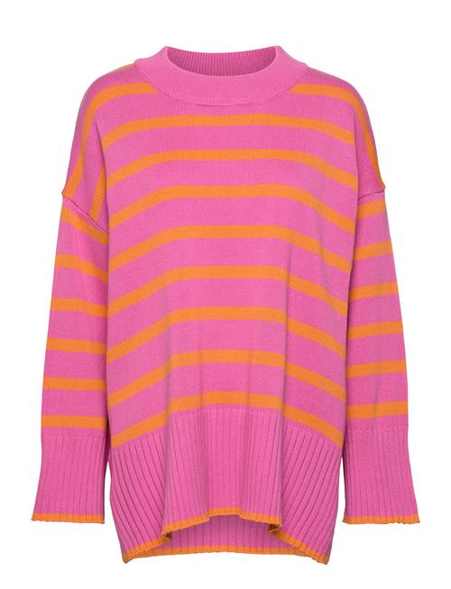 ONLY Carmakoma Carhella Ls Loose Striped O-Neck Knt ONLY Carmakoma Pink