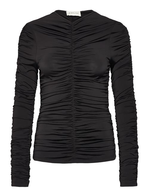 Se Malina Lydia Long Sleeve Draped Jersey Top Malina Black ved Booztlet