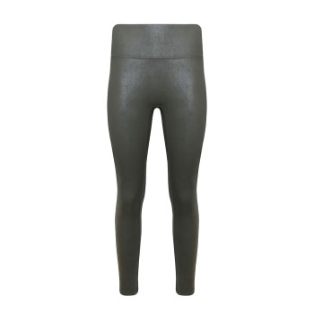 Magic Leather Look Legging Mørkgrøn  Medium Dame