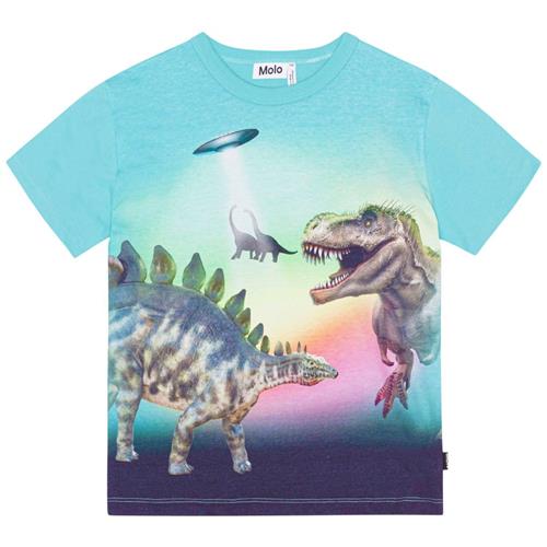 Se Molo GOTS Riley T-shirt Beaming Dinos | Blå | 110 cm ved Babyshop