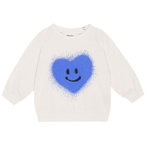 Molo GOTS Disc Sweatshirt Blue Heart | Hvid | 62 cm