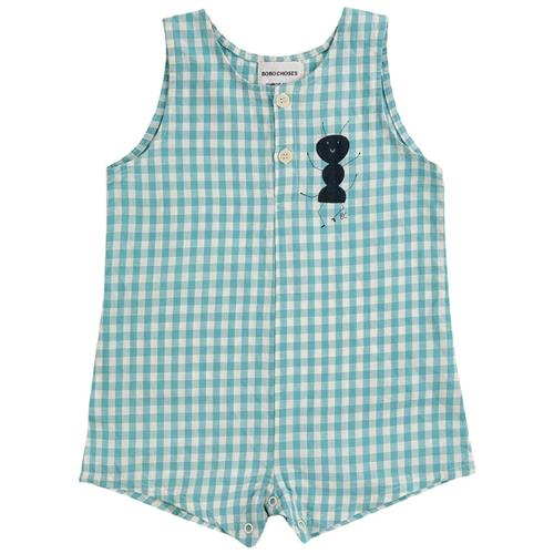 Se Bobo Choses Ant Gingham Romper Turkis | Blå | 6 months ved Babyshop