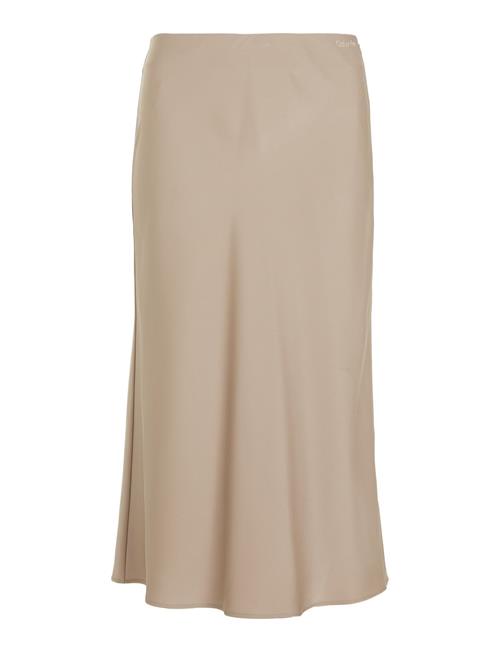 Calvin Klein Light Weight Satin Midi Skirt Calvin Klein Beige