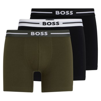 BOSS 3P Boxer Bold Brief Sort/Grøn bomuld Medium Herre