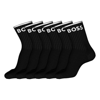 BOSS Strømper 6P Quarter Stripe CC Sock Sort Str 43/46 Herre