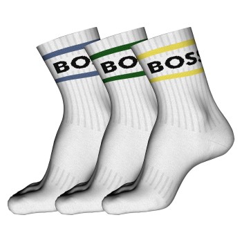 BOSS Strømper 3P Rib Stripe CC Sock Hvid Str 43/46 Herre