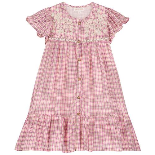 Se Louise Misha Carlina Kjole Fuchsia Tartan Joy | Lyserød | 24 months ved Babyshop