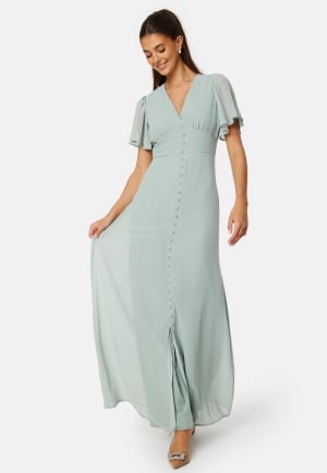 Bubbleroom Occasion Butterfly Sleeve Button Gown Dusty green 36