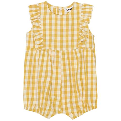 Se Molo Felicia Romper Honey Check | Gul | 92 cm ved Babyshop