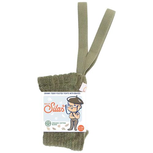 Se Silly Silas GOTS Granny Teddy Strømpebukser Oliven | Grønn | 6-12 months ved Babyshop