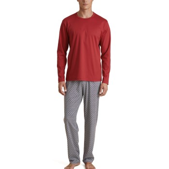 Se Calida Relax Streamline Long Pyjama Rød Mønster  bomuld X-Large Herre ved Timarco