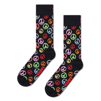 Se Happy socks Strømper Peace Sock Sort bomuld Str 41/46 ved Timarco