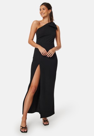 Se John Zack One Shoulder Bow Maxi Dress Black XXL (UK18) ved Bubbleroom