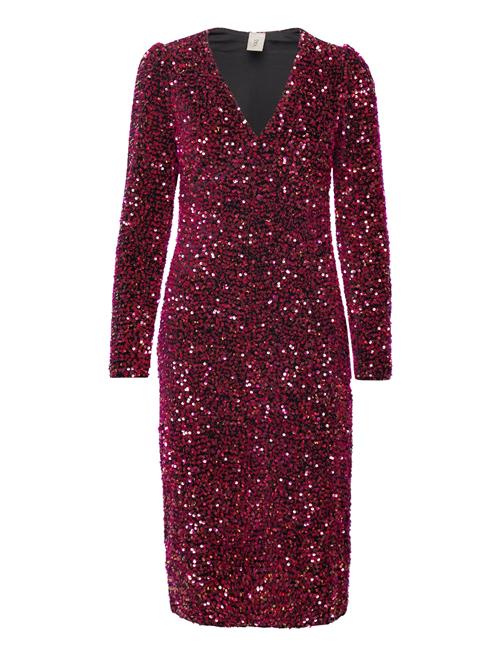 YAS Yaspinko Sequin Ls Midi Dress - Show YAS Red