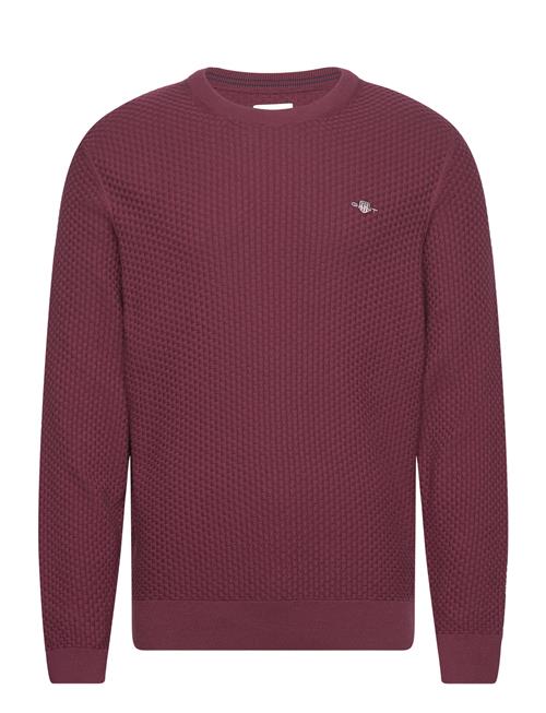 Se GANT Cotton Texture C-Neck GANT Burgundy ved Booztlet