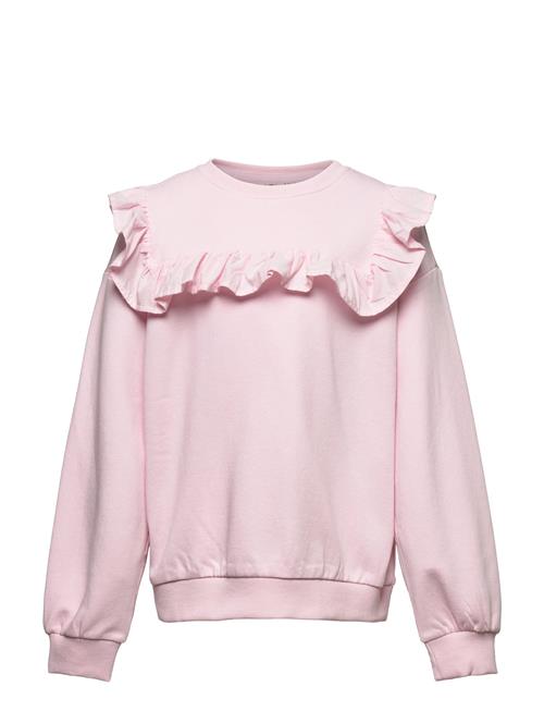 Se Kids Only Kogofelia L/S Frill O-Neck Bo Swt Kids Only Pink ved Booztlet