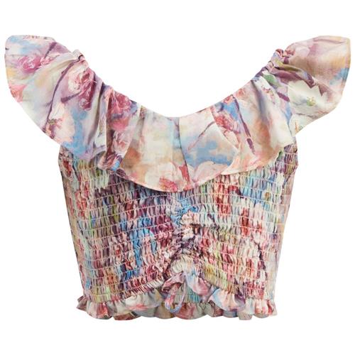 Bardot Junior Ayala Shirred Croptop Azure Floral | Lyserød | 5 years